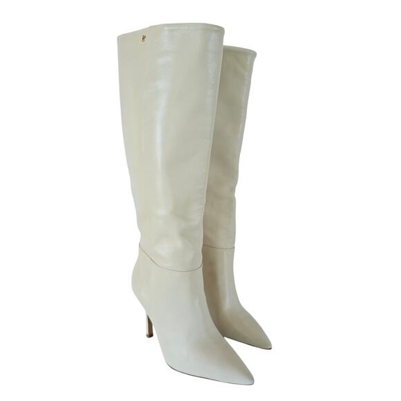 Larroude Kate White Leather Knee High Stiletto Boots Size 7.5 NWOT - Picture 2 of 8